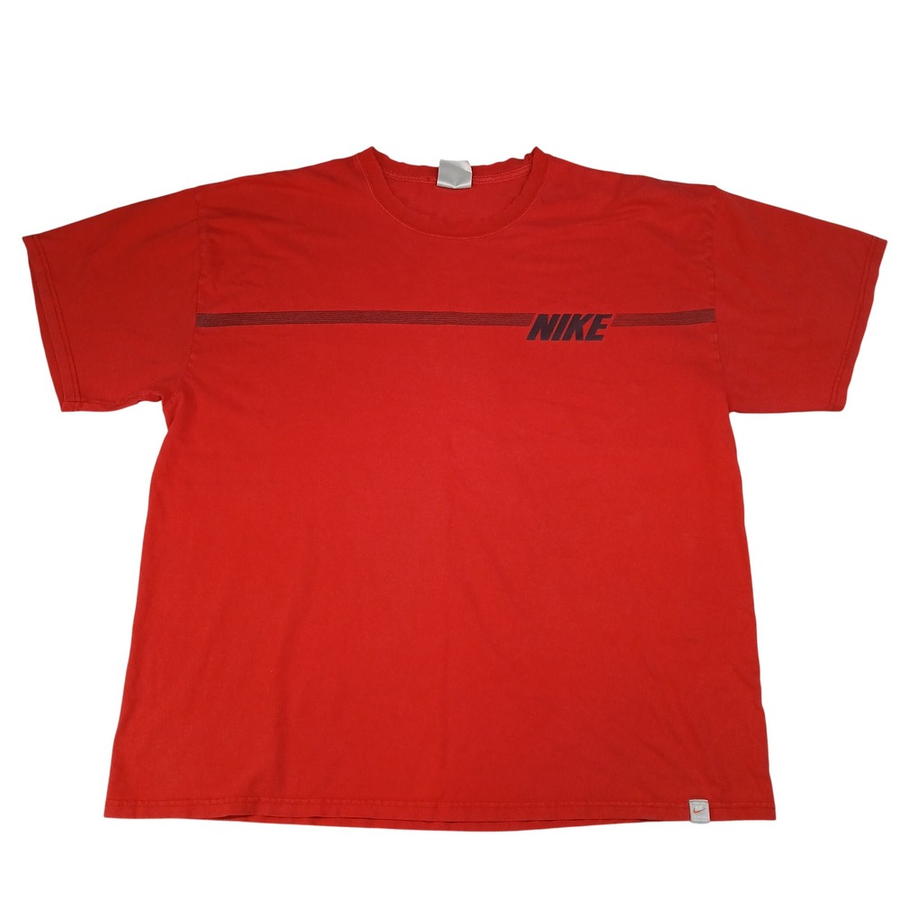 Nike Swim Mens XXL Red Graphic T-Shirt Short Sleeve Cotton Distressed Logo Tee